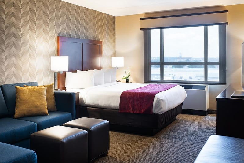 hotel room inside Comfort Inn & Suites Logan International Airport